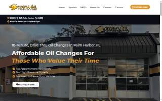Costa Oil - 10 Minute Oil Change - Palm Harbor website