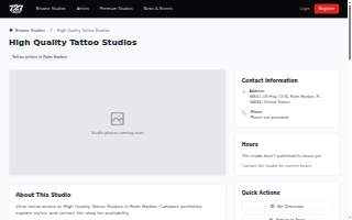 High Quality Tattoo Studios website