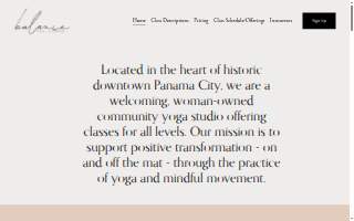 Balance Yoga & Lifestyle of Panama City website