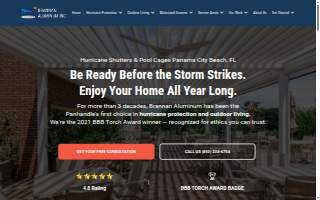 Brannan Aluminum Inc Outdoor Patio Enclosures and Hurricane Shutters website