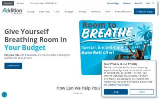 Addition Financial Credit Union - Pine Hills website