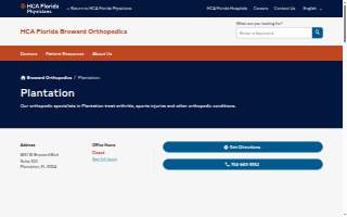 HCA Florida Broward Orthopedics - Plantation website