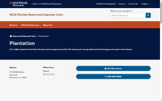 HCA Florida Heart and Vascular Care - Plantation website