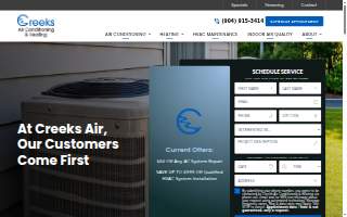Creeks Air Conditioning & Heating website