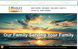 Haisley Funeral & Cremation Service Tribute Center website
