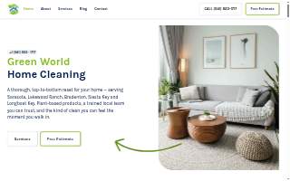 Green World Home Cleaning website