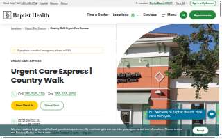 Baptist Health Urgent Care Express | Country Walk of South Miami Heights website