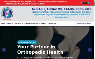 Orthopedic Specialist MD, Avinash Jadhav MD of Spring Hill website