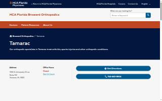 HCA Florida Broward Orthopedics - Tamarac website