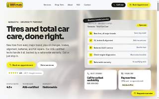 University Tires Plus website
