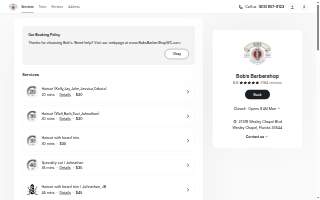 Bob's Barbershop website