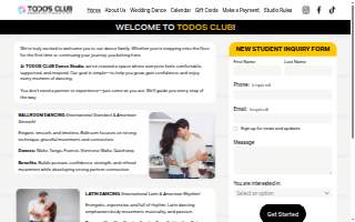 Todos Club Dance Studio Weston website