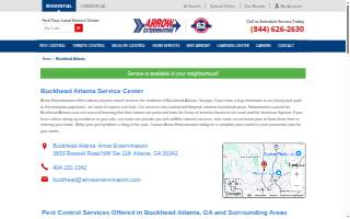 Arrow Exterminators of Atlanta website