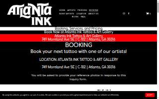 Atlanta Ink Tattoos & Art Gallery website