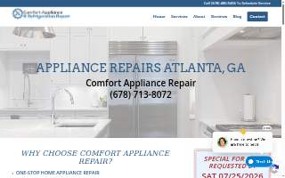 Comfort Appliance Repair of Atlanta website