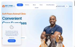 Soft Paws Animal Clinic and Urgent Care website