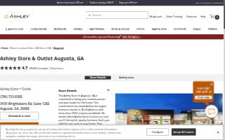 Ashley Store + Outlet of Augusta website
