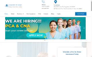 Comfort at Home Homecare website