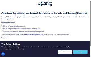 American Expediting website
