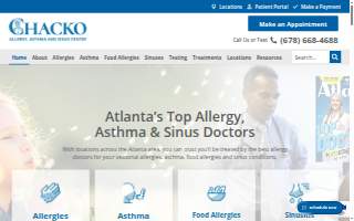 Chacko Allergy, Asthma and Sinus Center of Sandy Springs website