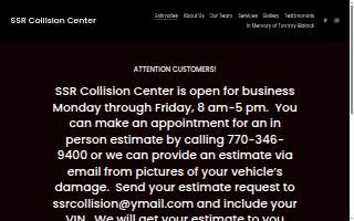 SSR Collision Center website