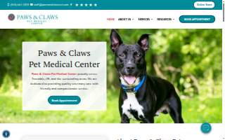 Paws & Claws Veterinary Clinic website