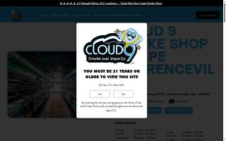 Cloud 9 Smoke Shop, Vape & Hookah Co. website