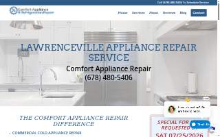 Comfort Appliance Repair Lawrenceville website