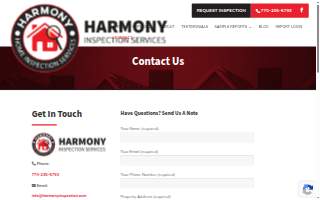 Harmony Home Inspection Services website