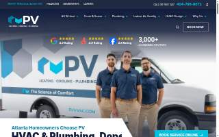 PV Heating, Cooling & Plumbing HVAC contractor website