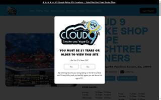 Cloud 9 Smoke Shop, Vape, & Hookah Co. website