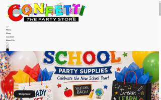 Confetti - The Party Store website