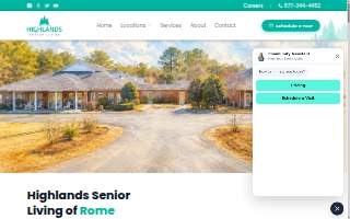 Highlands Senior Living Rome website