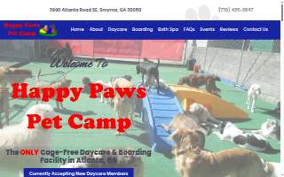 Happy Paws Pet Camp website