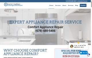 Comfort Appliance Repair Lawrenceville website