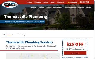 Cooper’s Plumbing & Air website