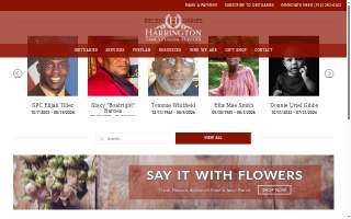 Harrington Family Funeral Services website