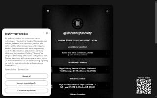 High Society Smoke & Vape website