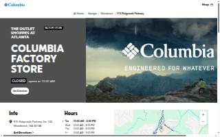 Columbia Factory Store of Woodstock website