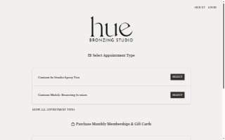 Hue Bronzing Studio website