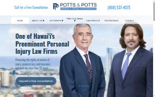 Potts & Potts - Car Accident Lawyers of Honolulu website
