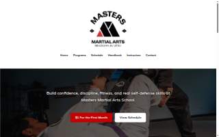 Masters Martial Arts School website
