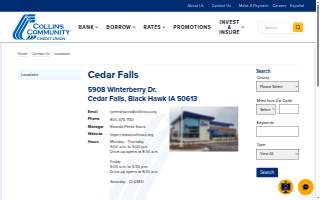 Collins Community Credit Union of Cedar Falls website