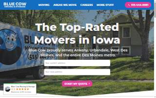Blue Cow Moving & Storage of Clive website