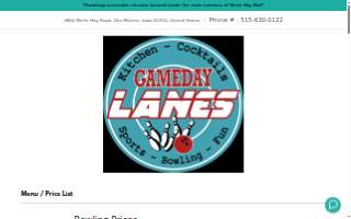 Gameday Lanes of Clive website