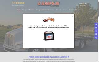 Campus Towing website