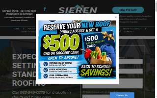 Sieren Roofing Services website
