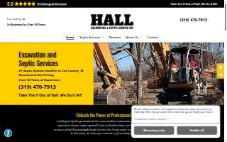 Hall Excavating & Septic website