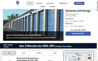 Ottumwa Self Storage & Parking website