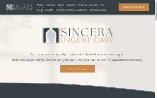 Sincera Urgent Care website